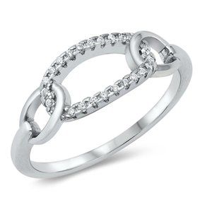 Sterling Silver Rhodium Plated Clear CZ Ring